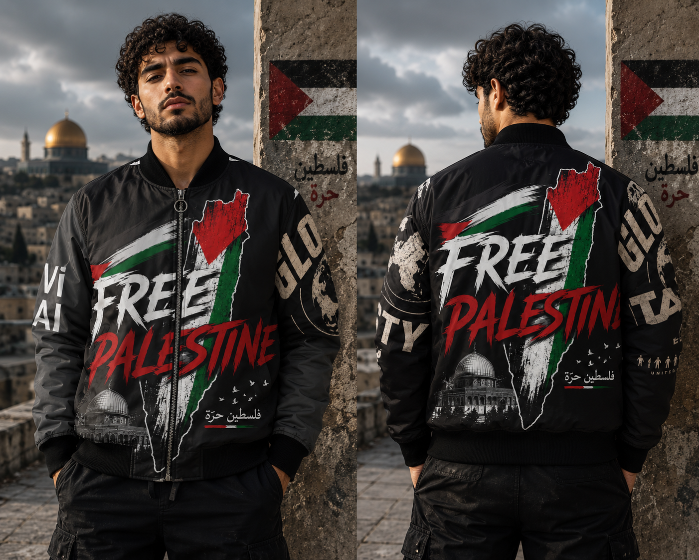 Free Palestine Bomber Jacket – Political Statement Streetwear Coat