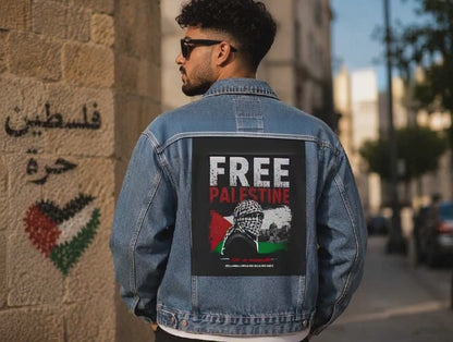 Free Palestine Denim Jacket – Vintage Streetwear Style