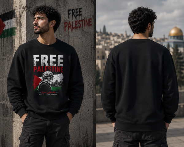Free Palestine Crewneck Sweatshirt – Solidarity Streetwear Pullover