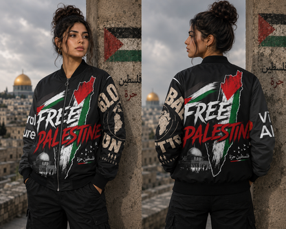 Free Palestine Bomber Jacket – Political Statement Streetwear Coat