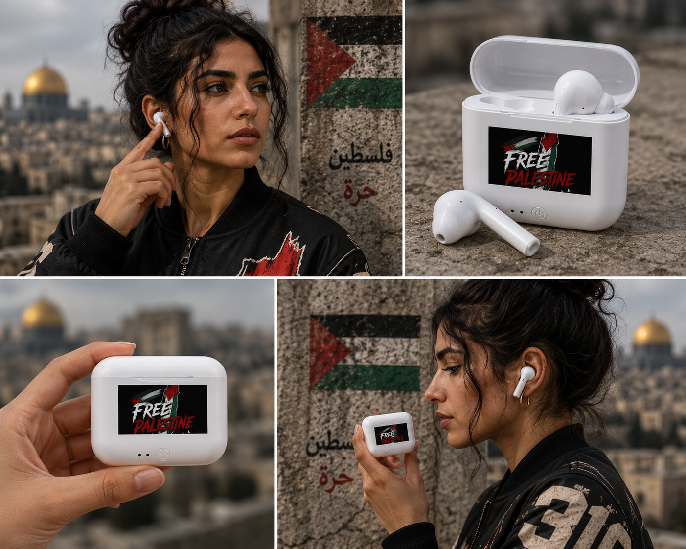 Free Palestine Wireless Earbuds - Graphic Charging Case Edition