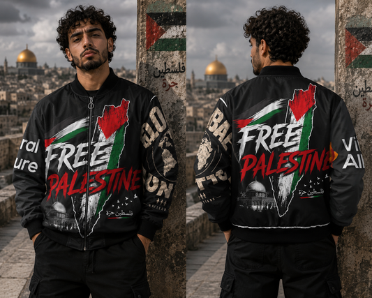 Free Palestine Bomber Jacket – Political Statement Streetwear Coat