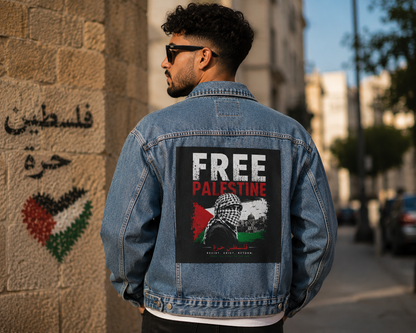Free Palestine Denim Jacket – Vintage Streetwear Style