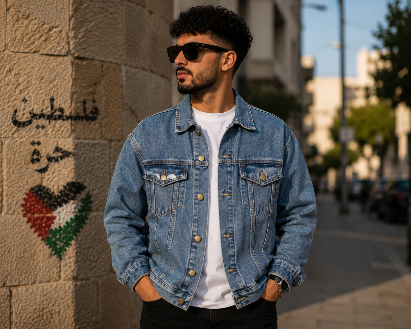Free Palestine Denim Jacket – Vintage Streetwear Style
