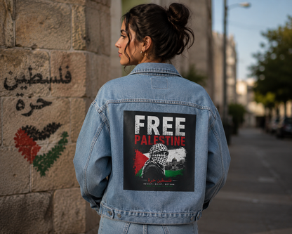 Free Palestine Denim Jacket – Vintage Streetwear Style